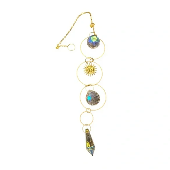 Long Golden Crystal Prism and Charm Suncatchers - Picture 4 of 11